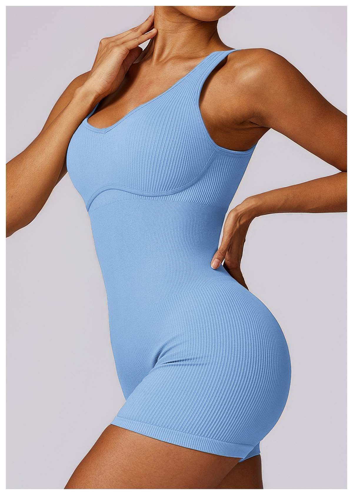Gerippter nahtloser Yoga-Bodysuit