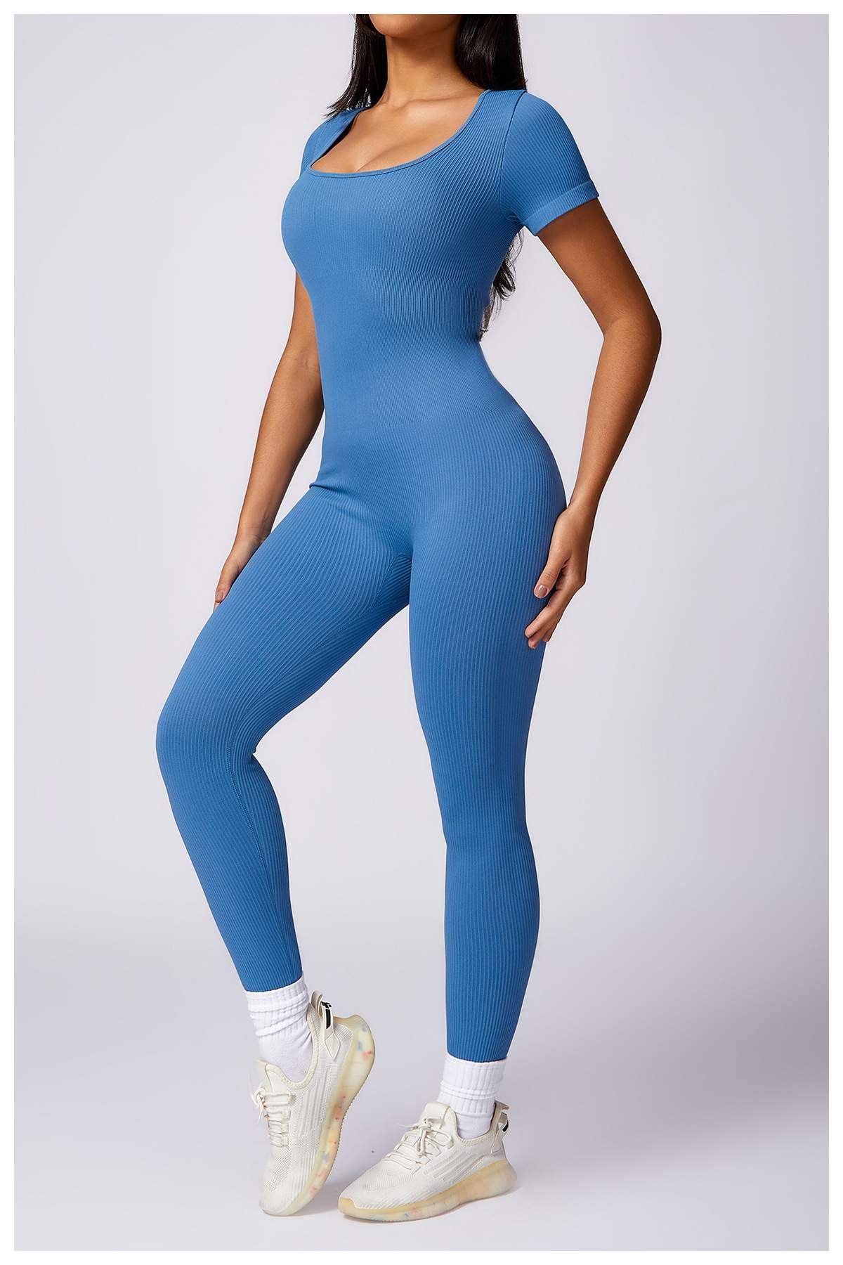 Gerippter nahtloser Yoga-Bodysuit