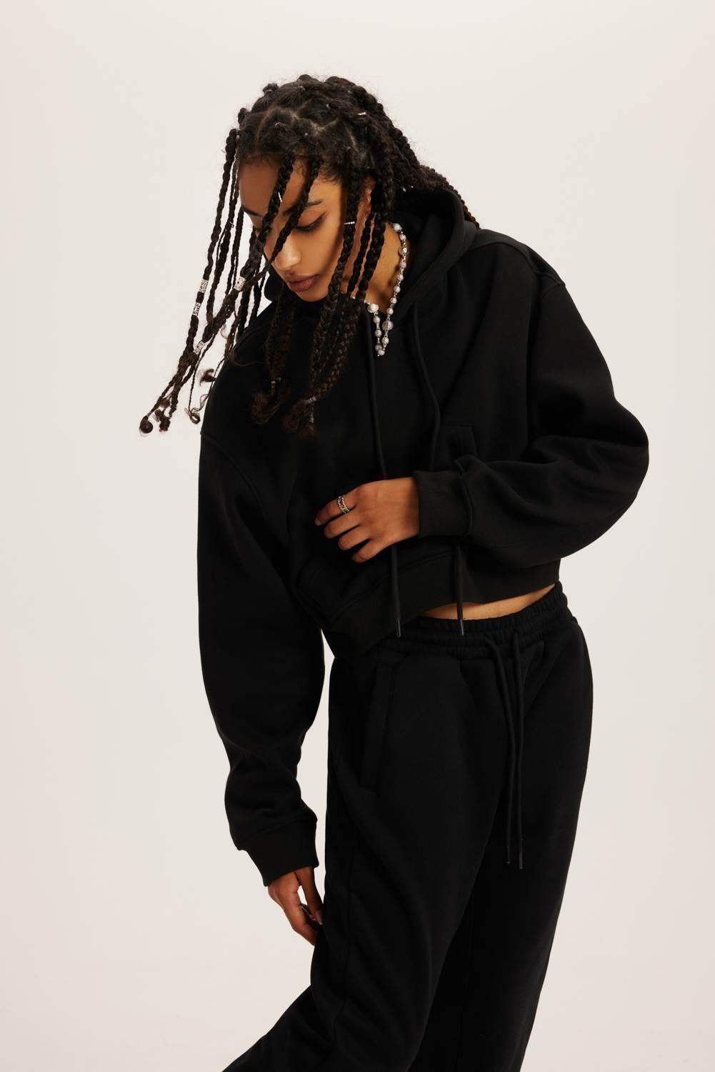 345g kurzer Kapuzenpullover