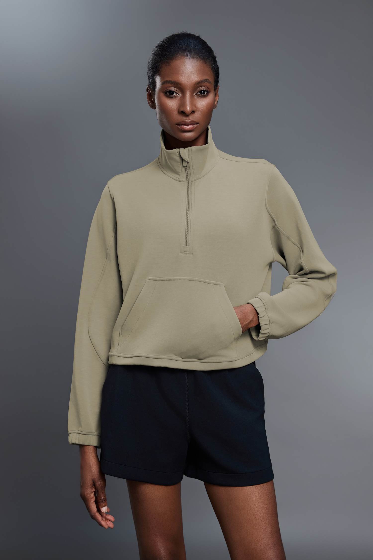 Women's Half-Zip Stand Collar Pullover