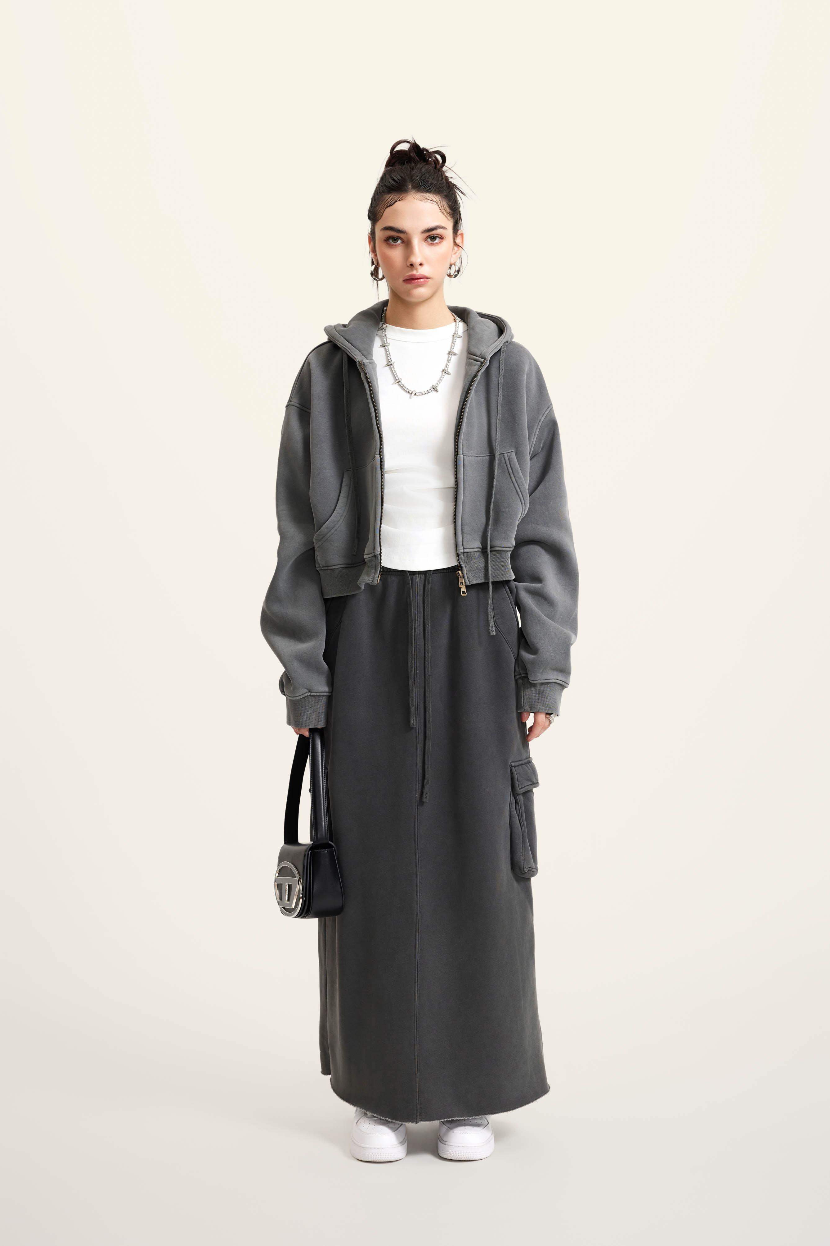 Kurzer Hoodie mit Reißverschluss für Damen, 355 g