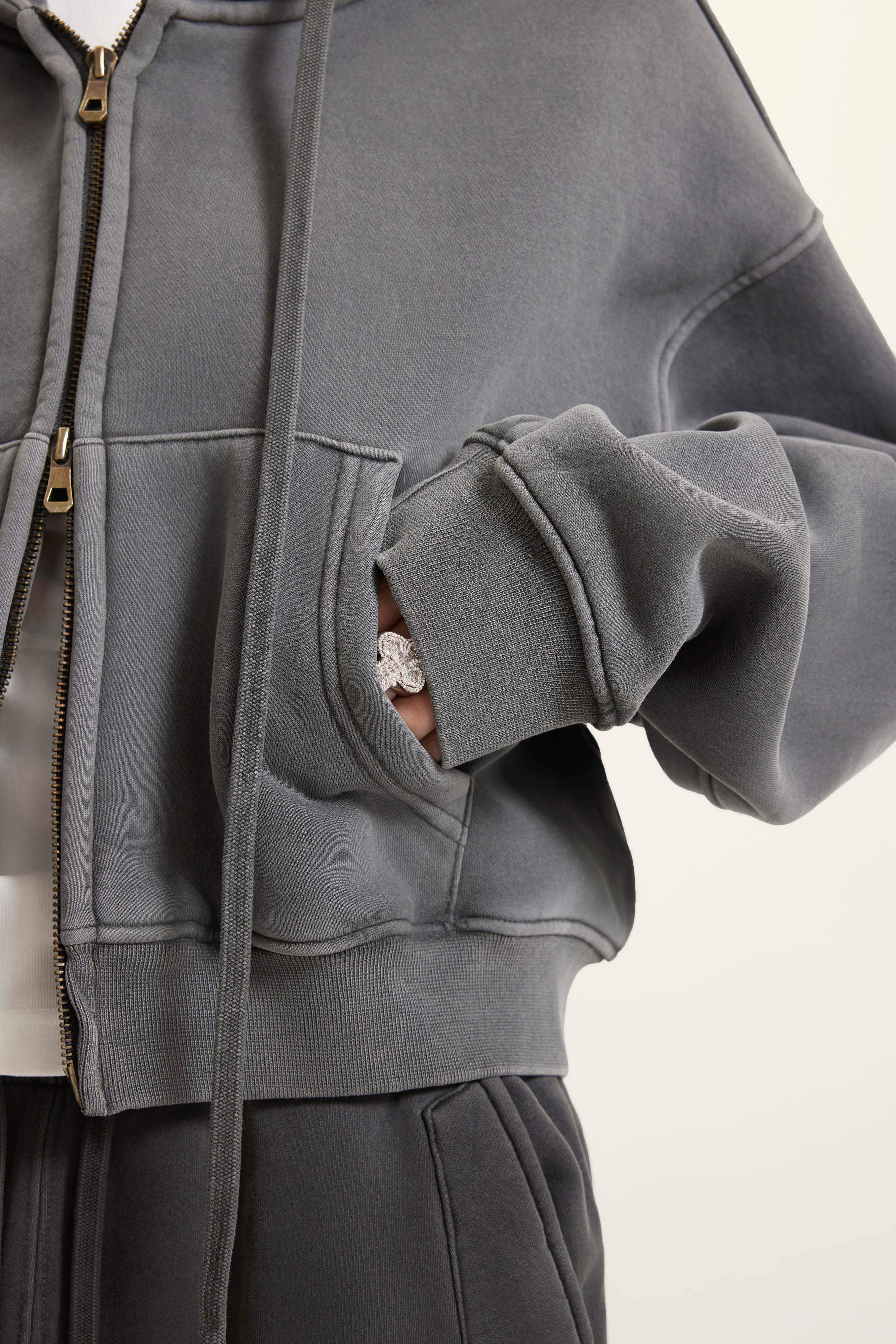 Kurzer Hoodie mit Reißverschluss für Damen, 355 g