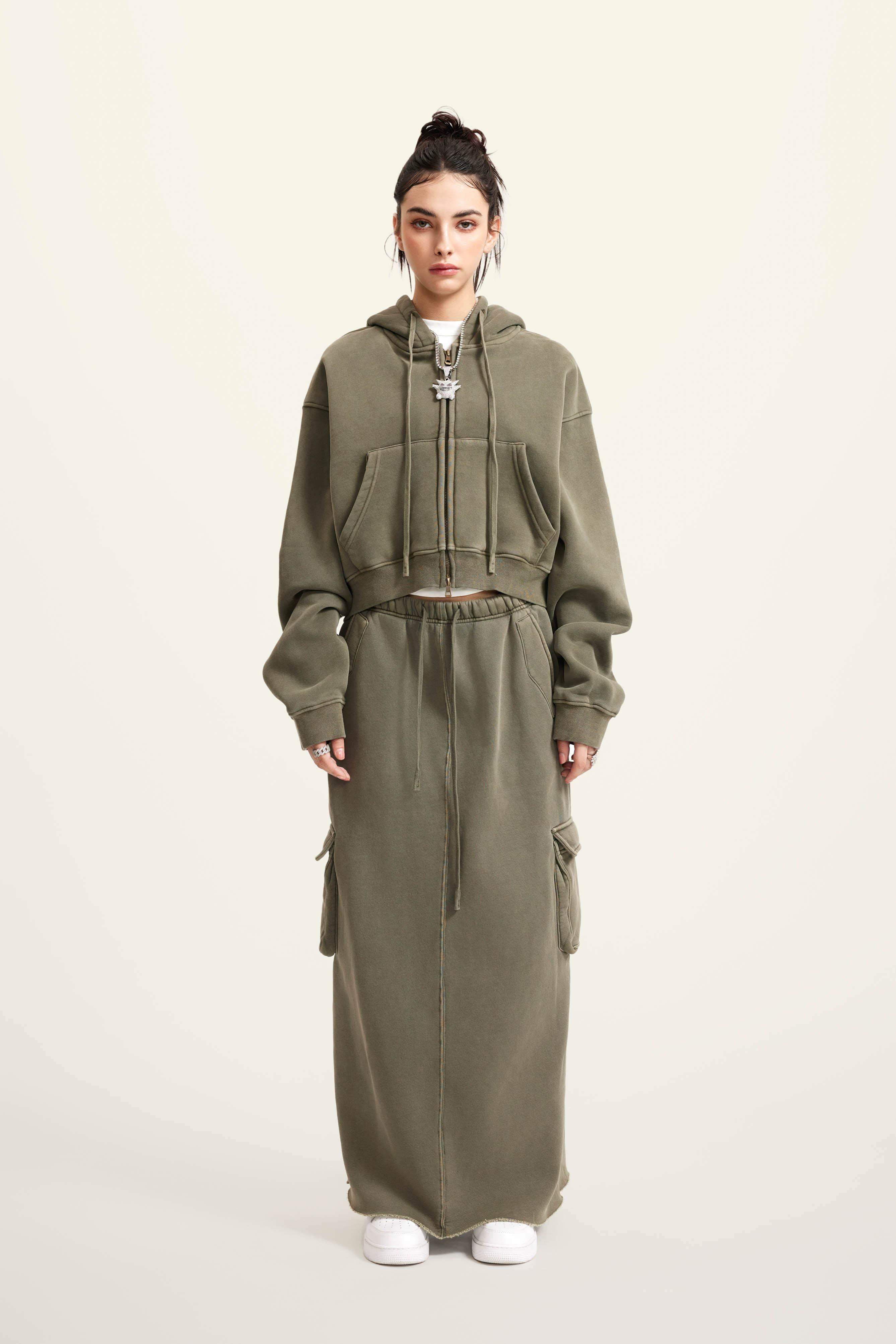 Kurzer Hoodie mit Reißverschluss für Damen, 355 g