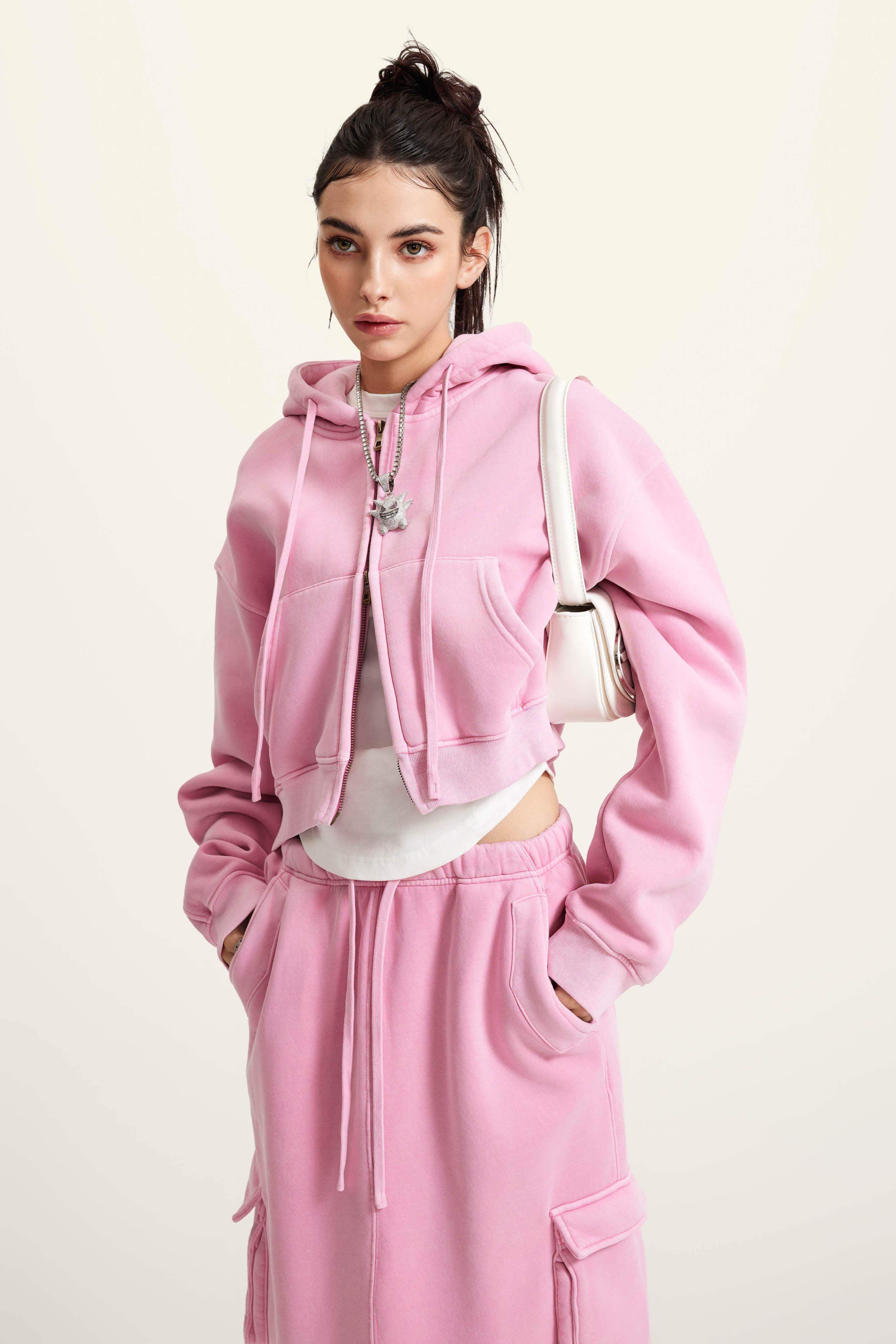 Kurzer Hoodie mit Reißverschluss für Damen, 355 g