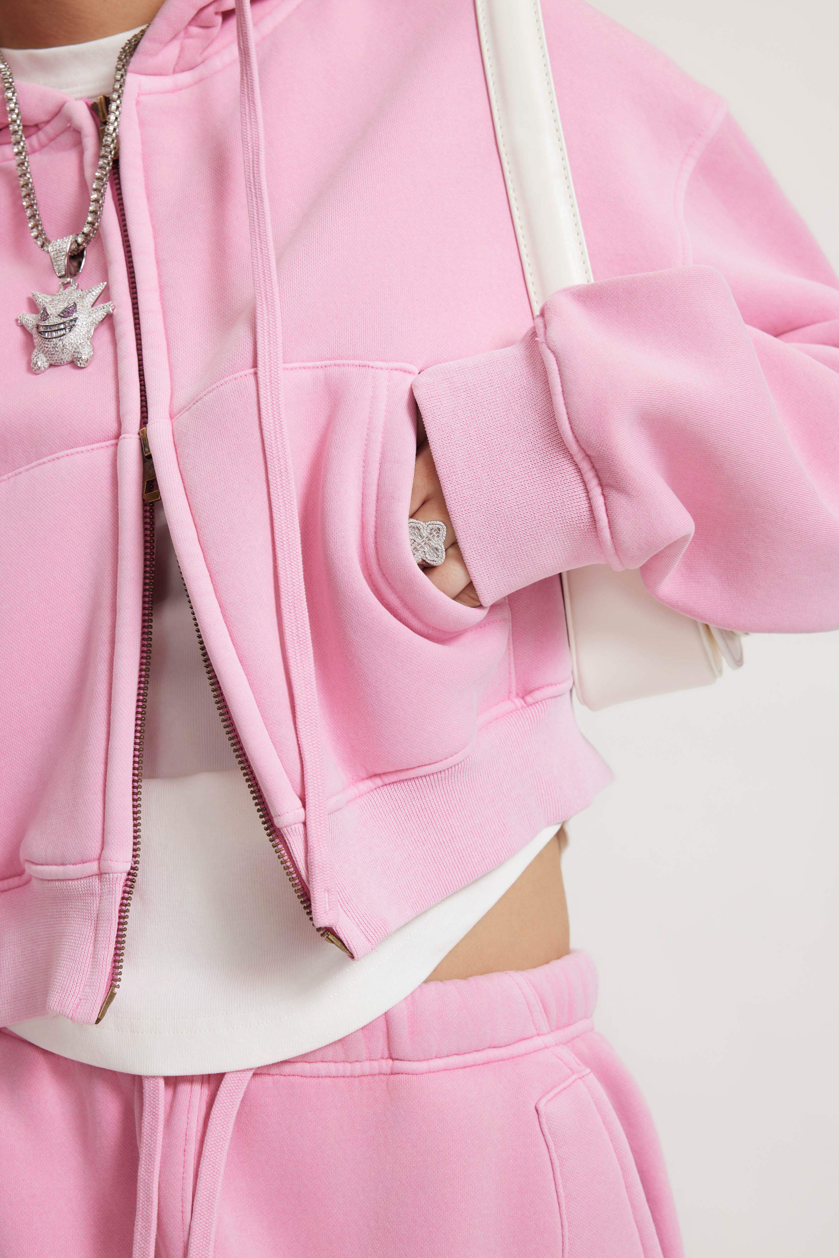 Kurzer Hoodie mit Reißverschluss für Damen, 355 g