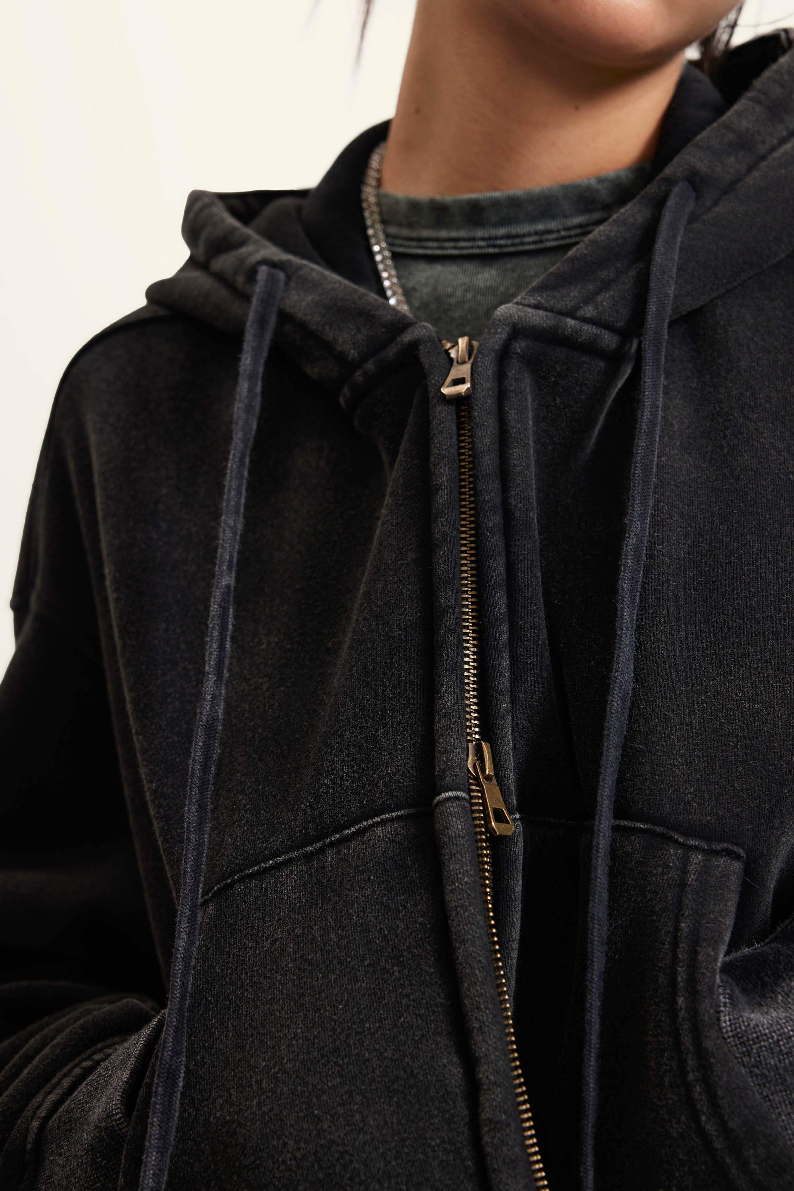 Kurzer Hoodie mit Reißverschluss für Damen, 355 g