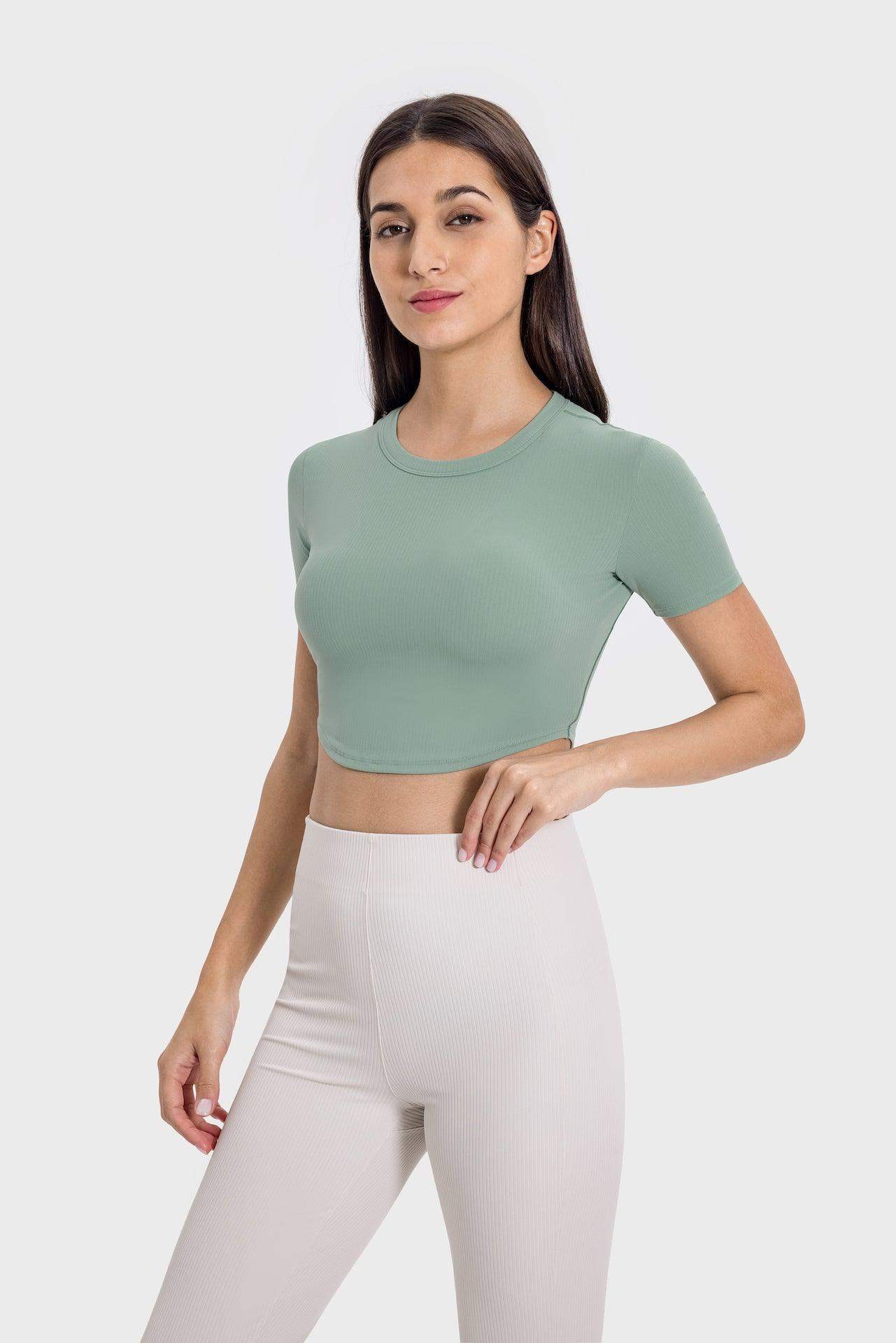 Kurzärmliges, eng anliegendes Crop-Top