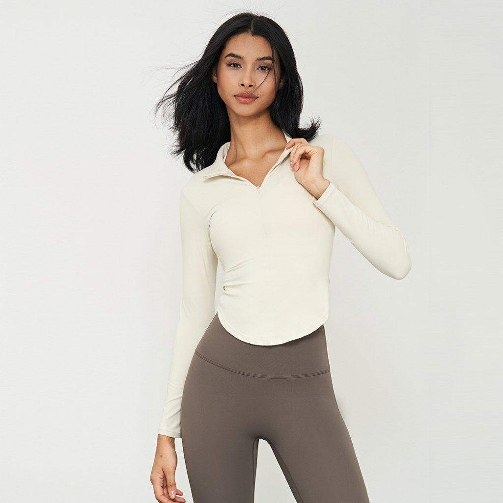 Langarmhemd mit halbem Reißverschluss