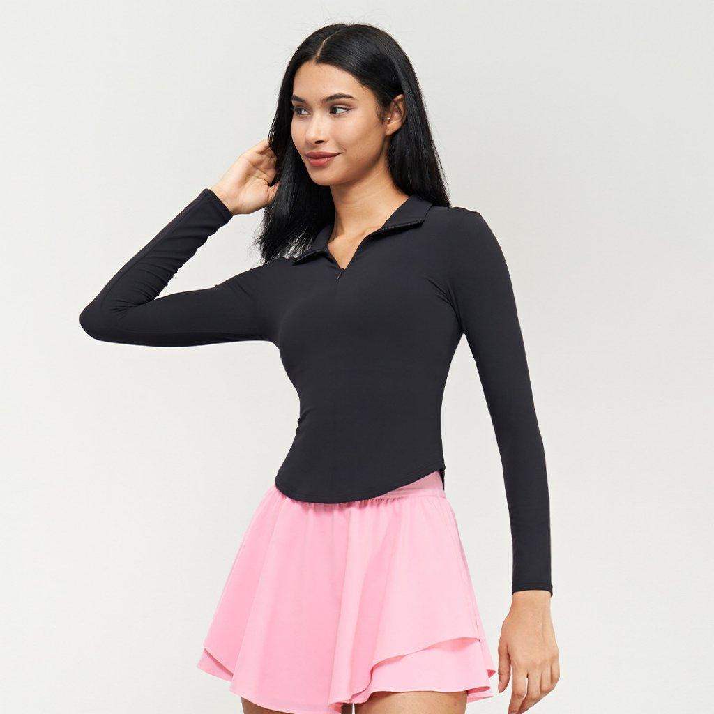 Langarmhemd mit halbem Reißverschluss