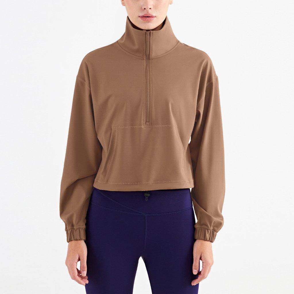 Warme Winterjacke mit halbem Reißverschluss