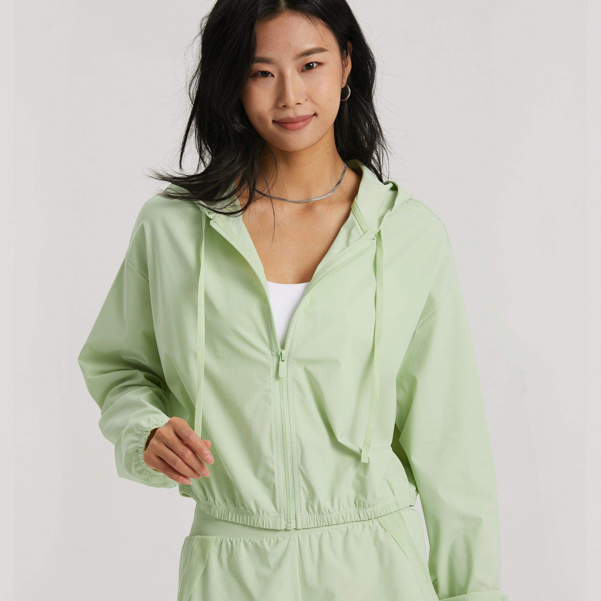 Winddichte Outdoor-Fahrrad- und Fitnessjacke mit Kapuze