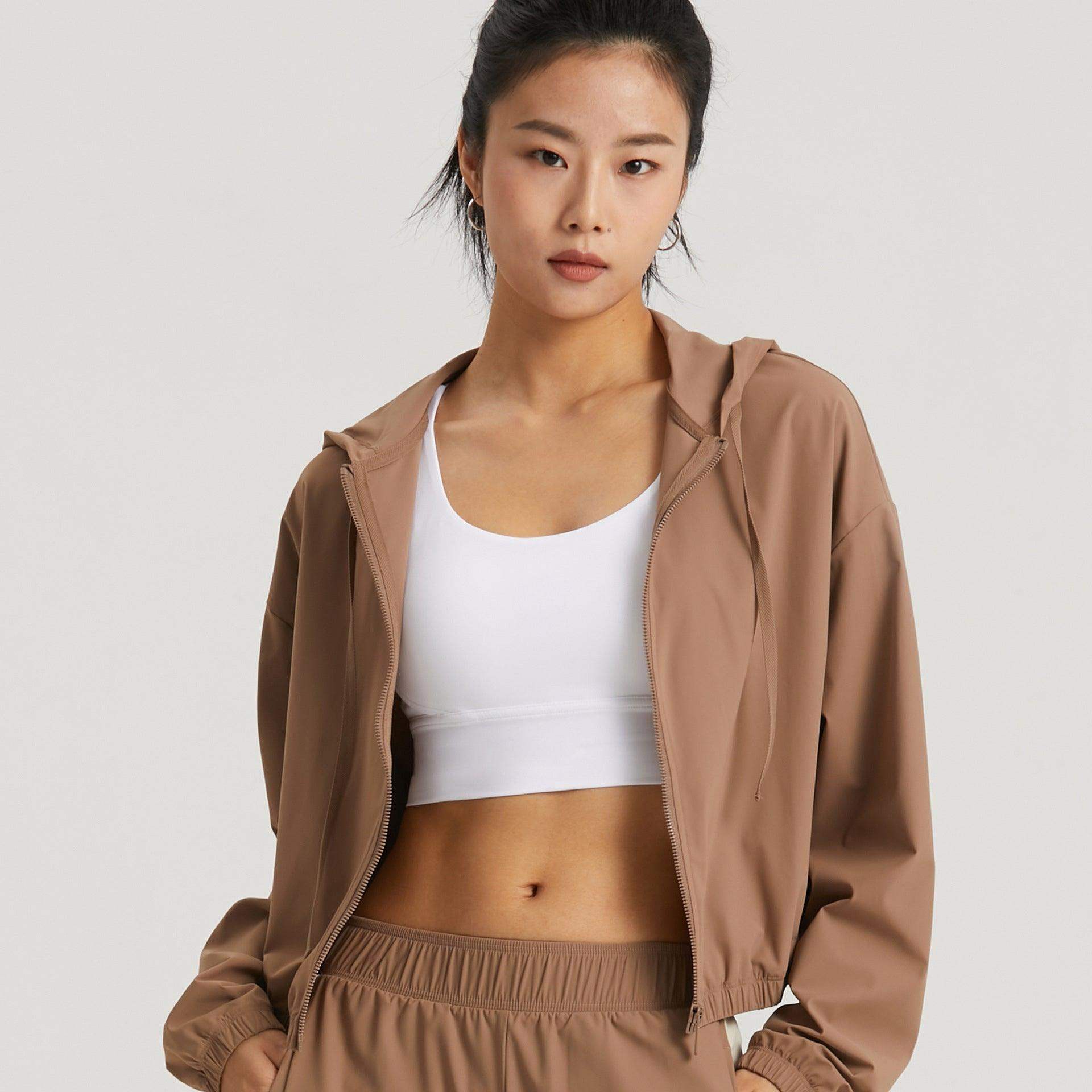 Winddichte Outdoor-Fahrrad- und Fitnessjacke mit Kapuze