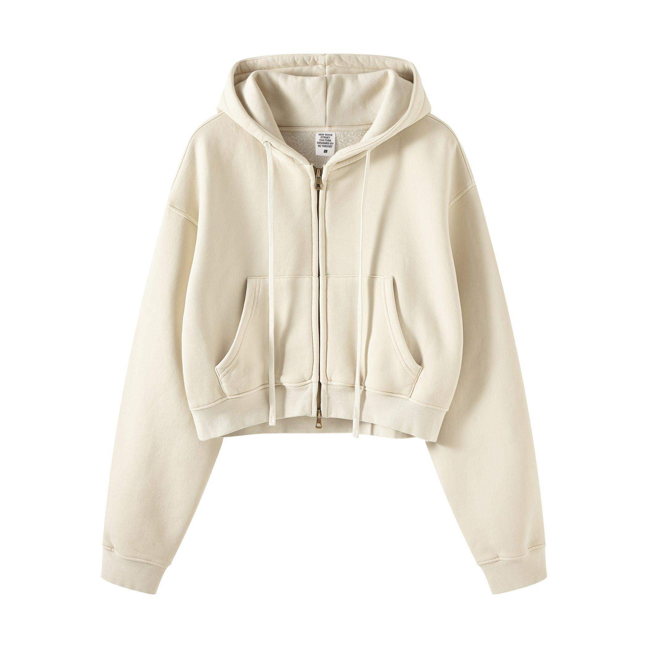 Kurzer Hoodie mit Reißverschluss für Damen, 355 g