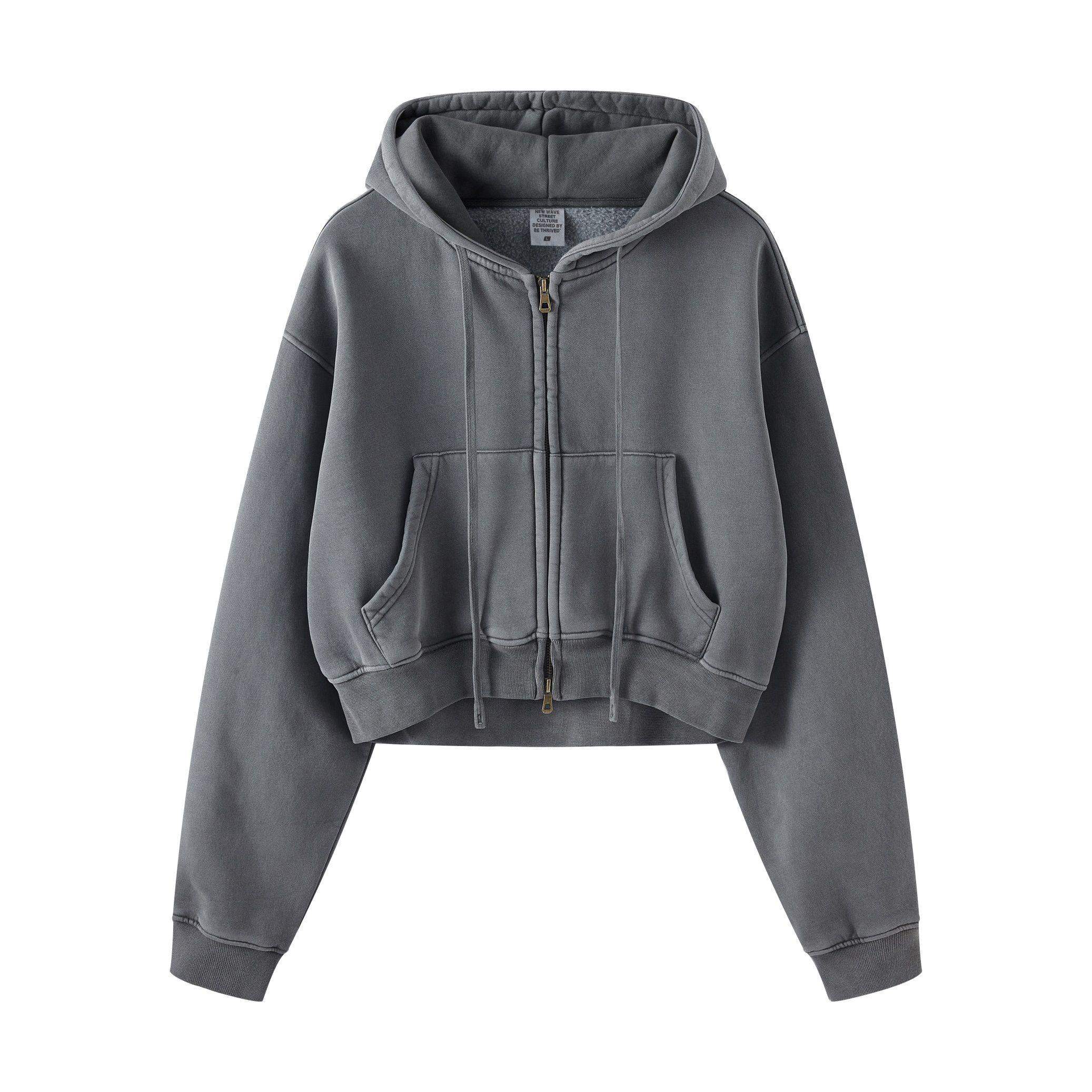 Kurzer Hoodie mit Reißverschluss für Damen, 355 g