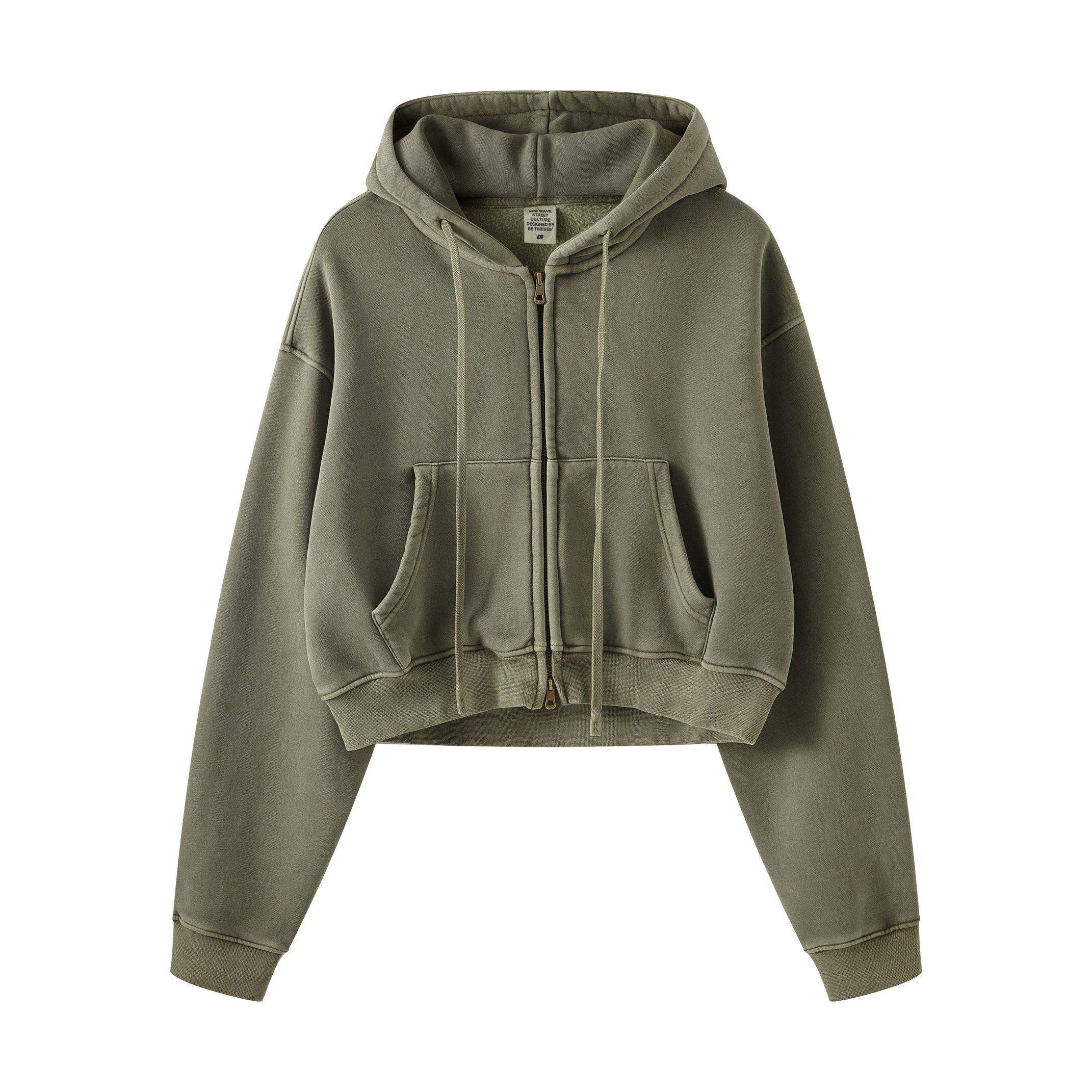 Kurzer Hoodie mit Reißverschluss für Damen, 355 g