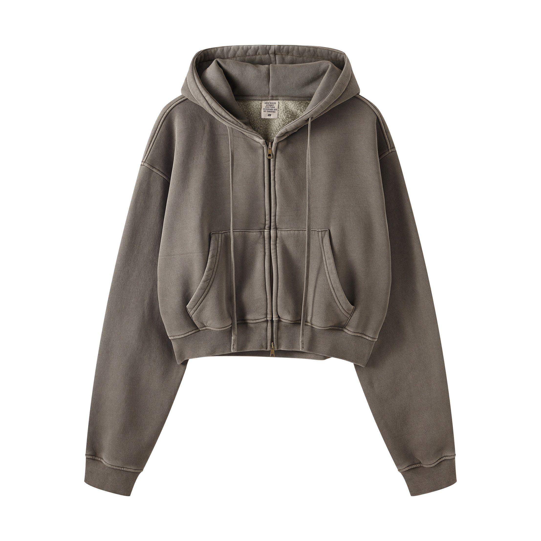 Kurzer Hoodie mit Reißverschluss für Damen, 355 g