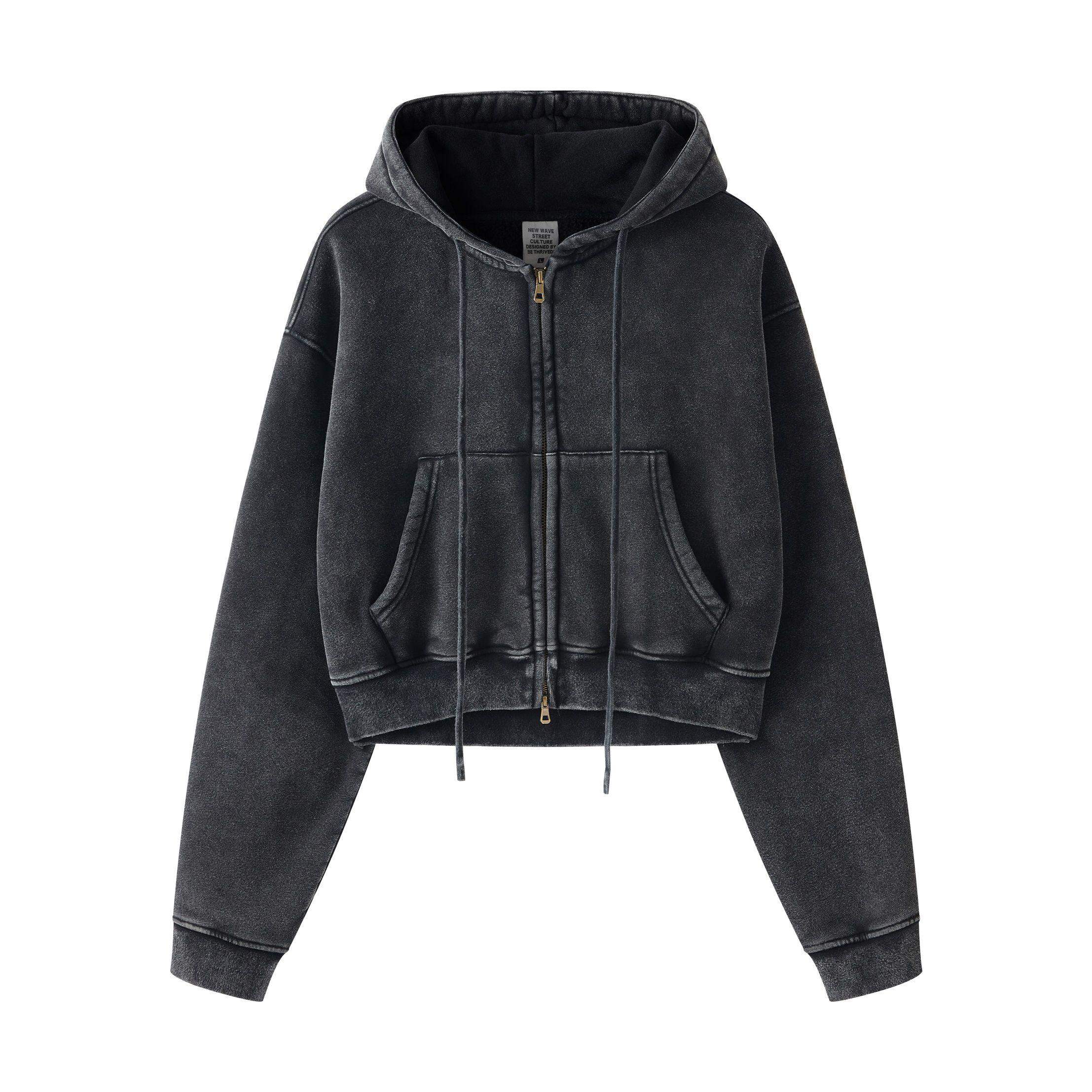 Kurzer Hoodie mit Reißverschluss für Damen, 355 g