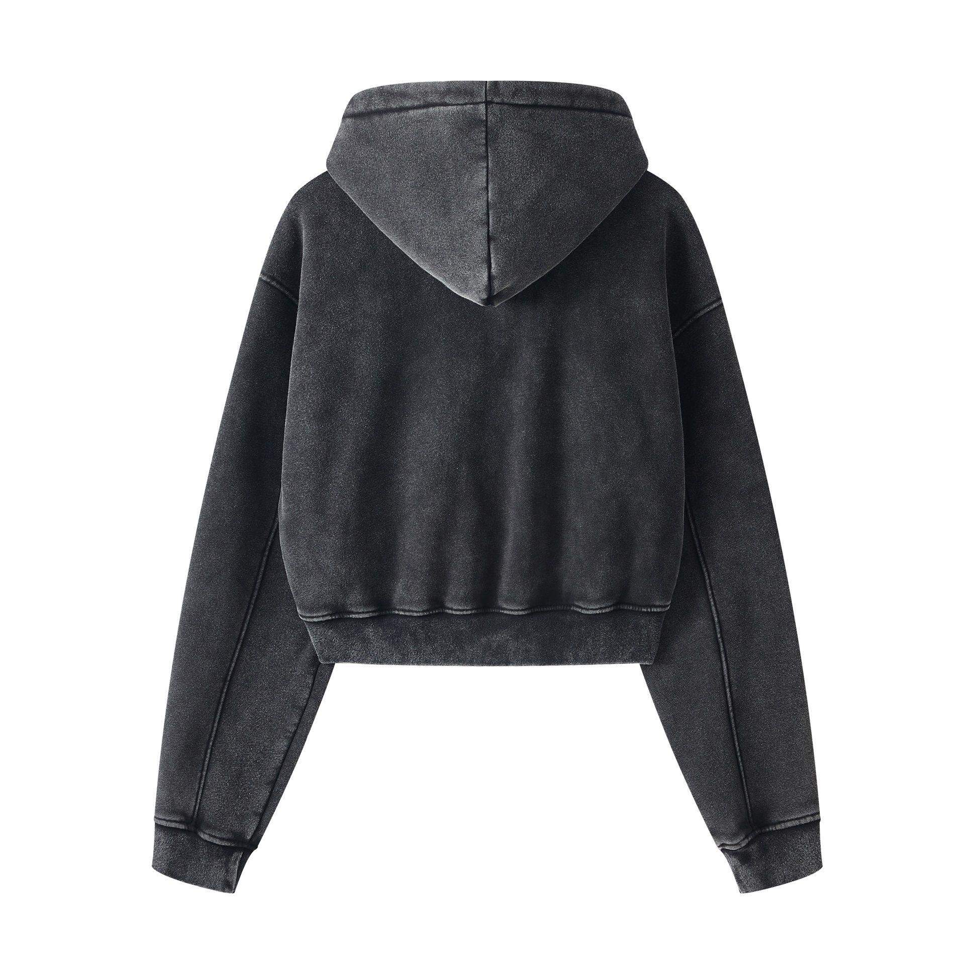 Kurzer Hoodie mit Reißverschluss für Damen, 355 g