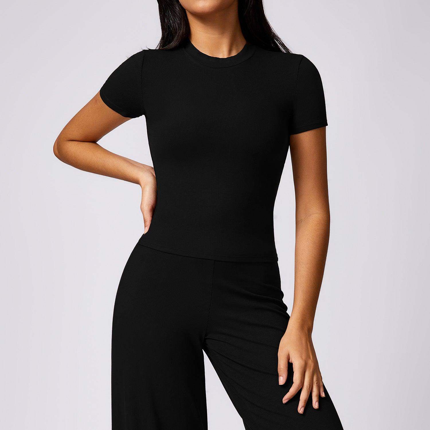 Schnelltrocknendes, eng anliegendes Yoga-Kurzarmshirt