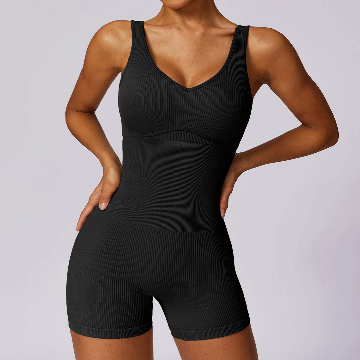 Gerippter nahtloser Yoga-Bodysuit
