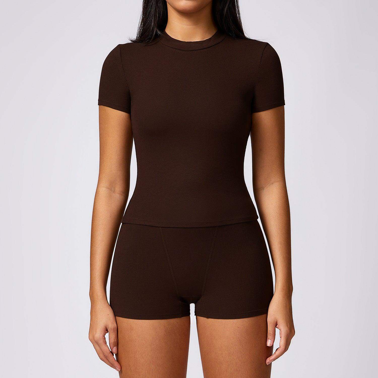 Schnelltrocknendes, eng anliegendes Yoga-Kurzarmshirt