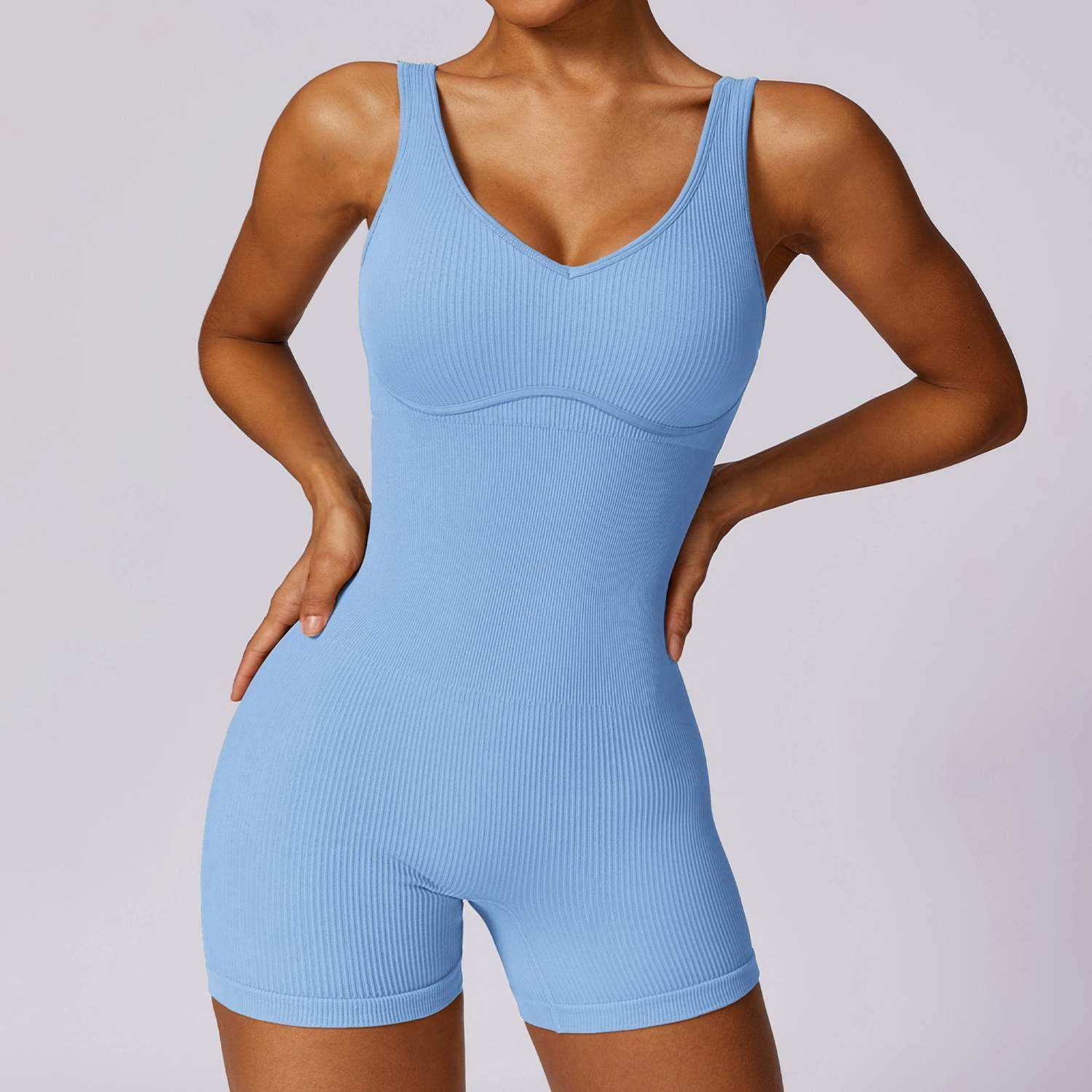 Gerippter nahtloser Yoga-Bodysuit