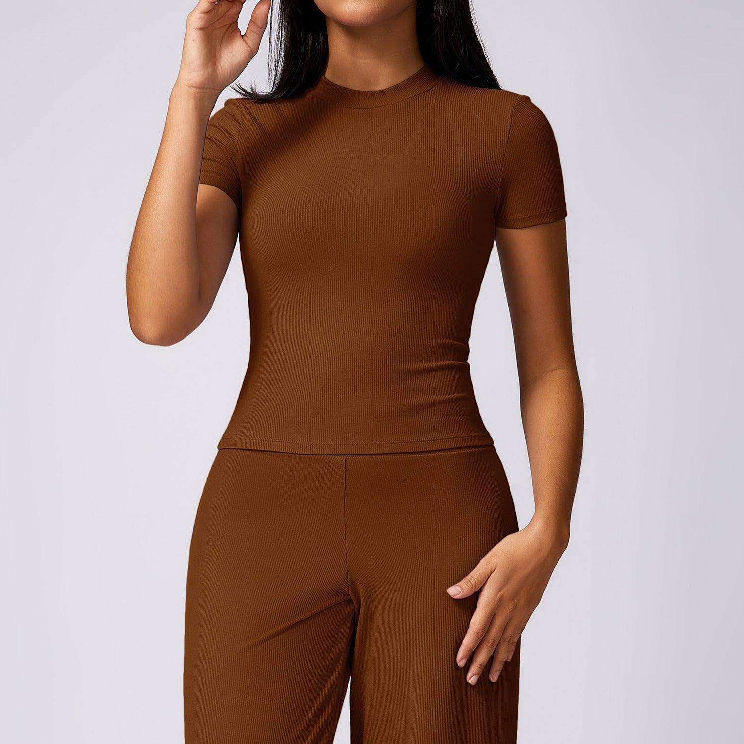 Schnelltrocknendes, eng anliegendes Yoga-Kurzarmshirt