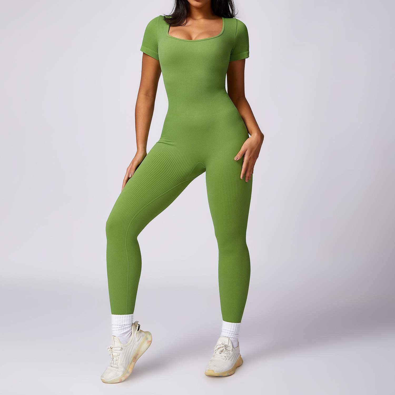 Gerippter nahtloser Yoga-Bodysuit