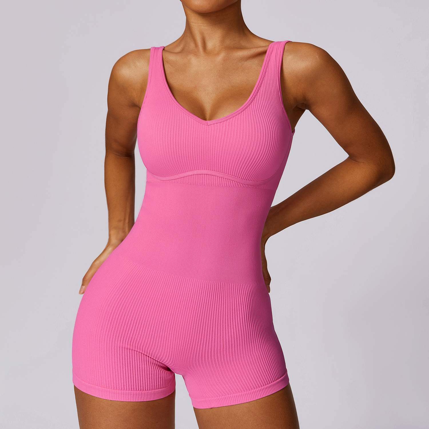 Gerippter nahtloser Yoga-Bodysuit