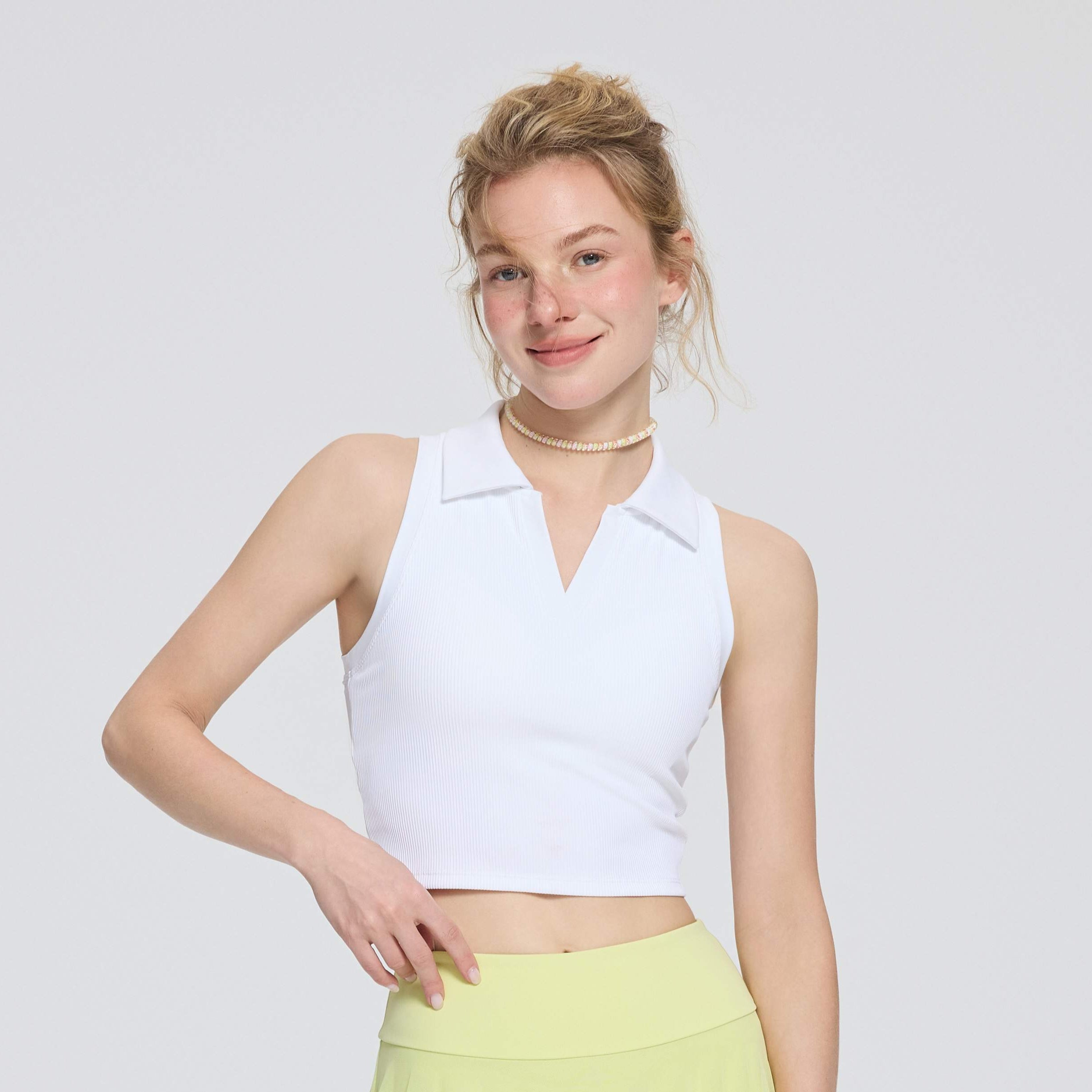 Women's Sleeveless Cropped Polo Top