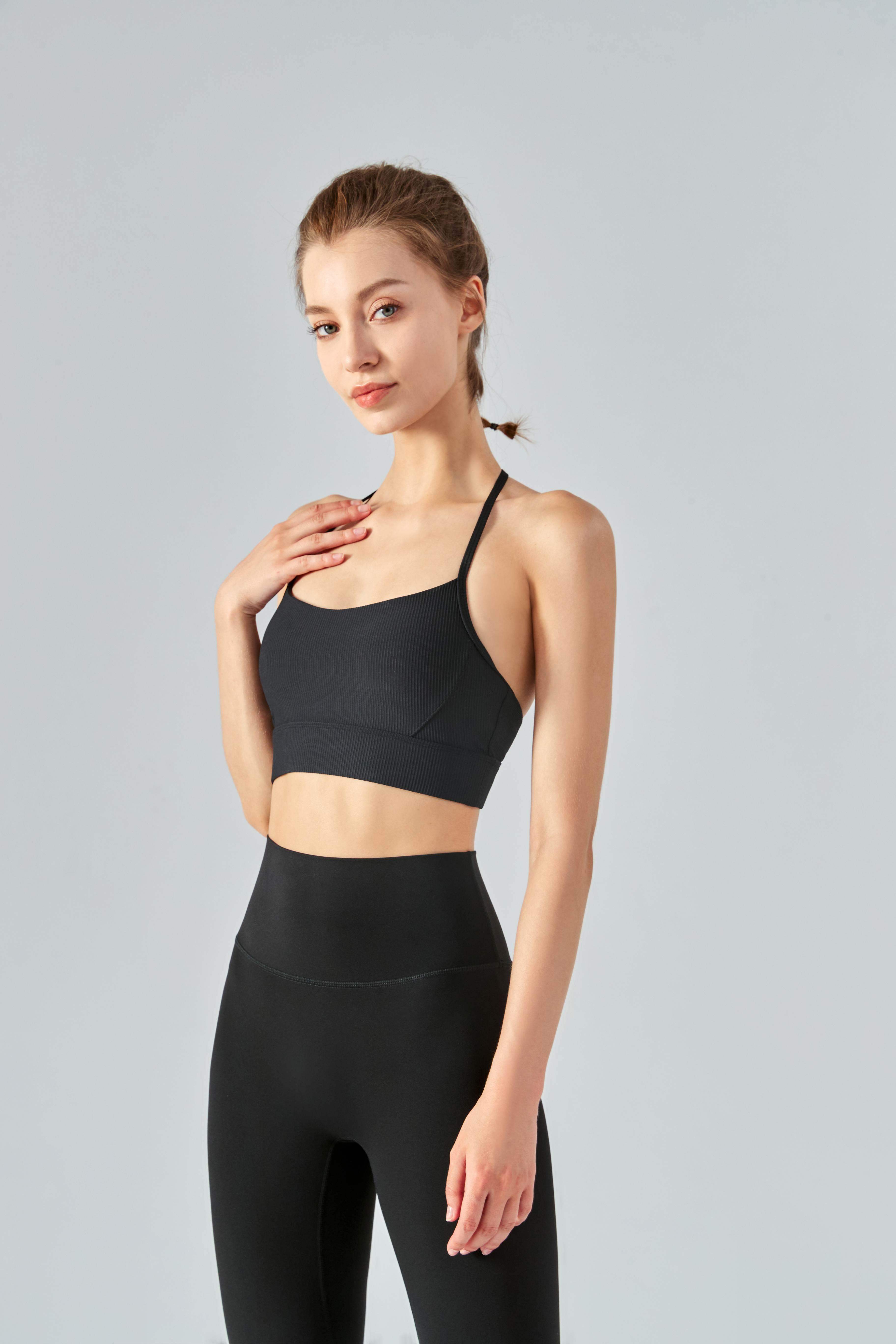 Ribbed Halter Sports Bra