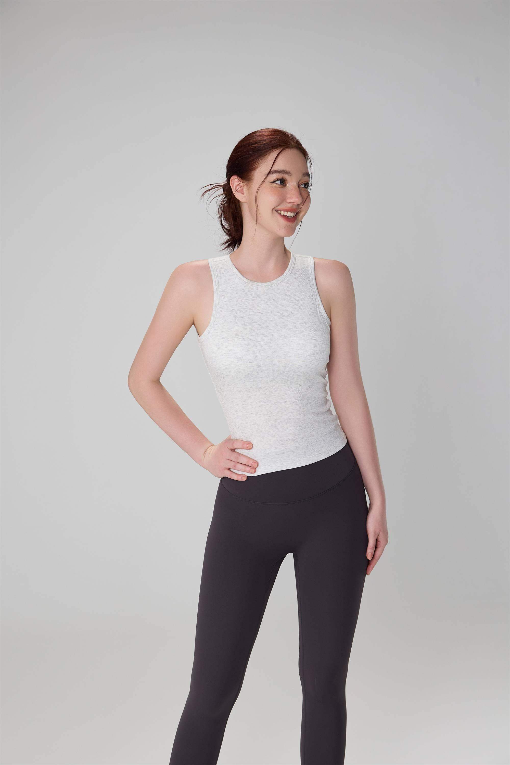 Ribbed Crewneck Running Yoga Tank Top