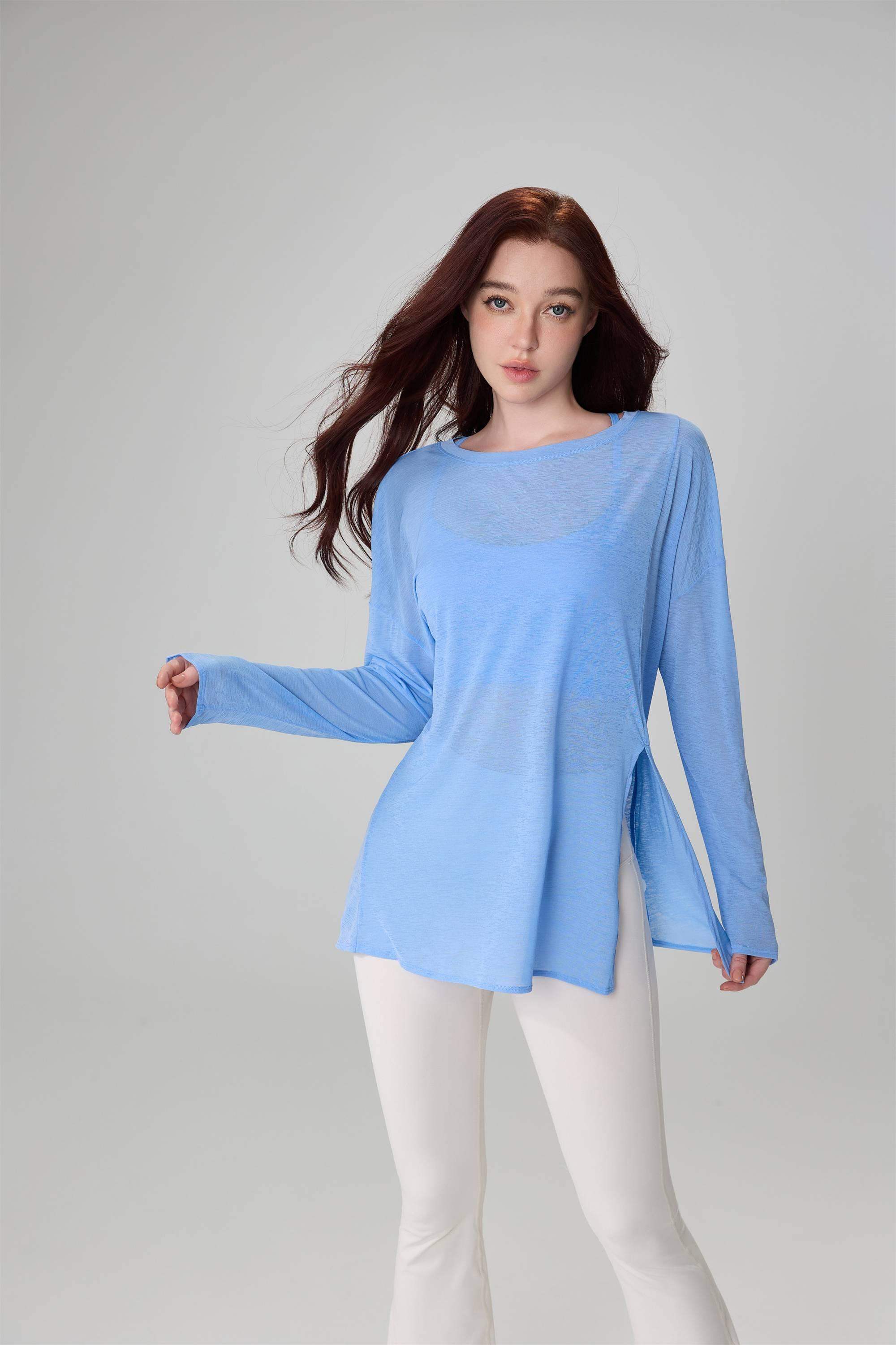 Loose-Fit Breathable Slub Yarn Sports Top