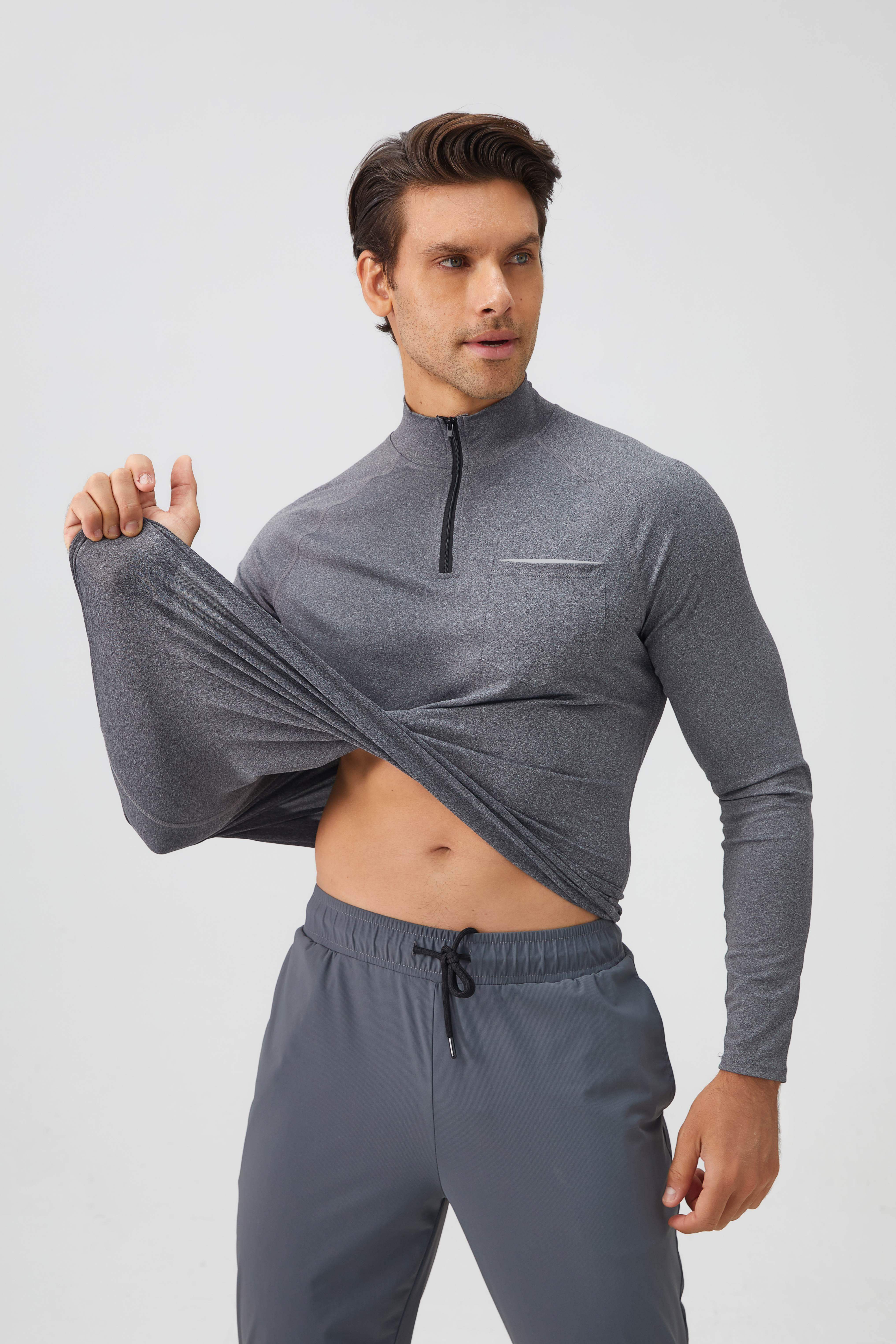 Men's Half Zip Long-Sleeve Top