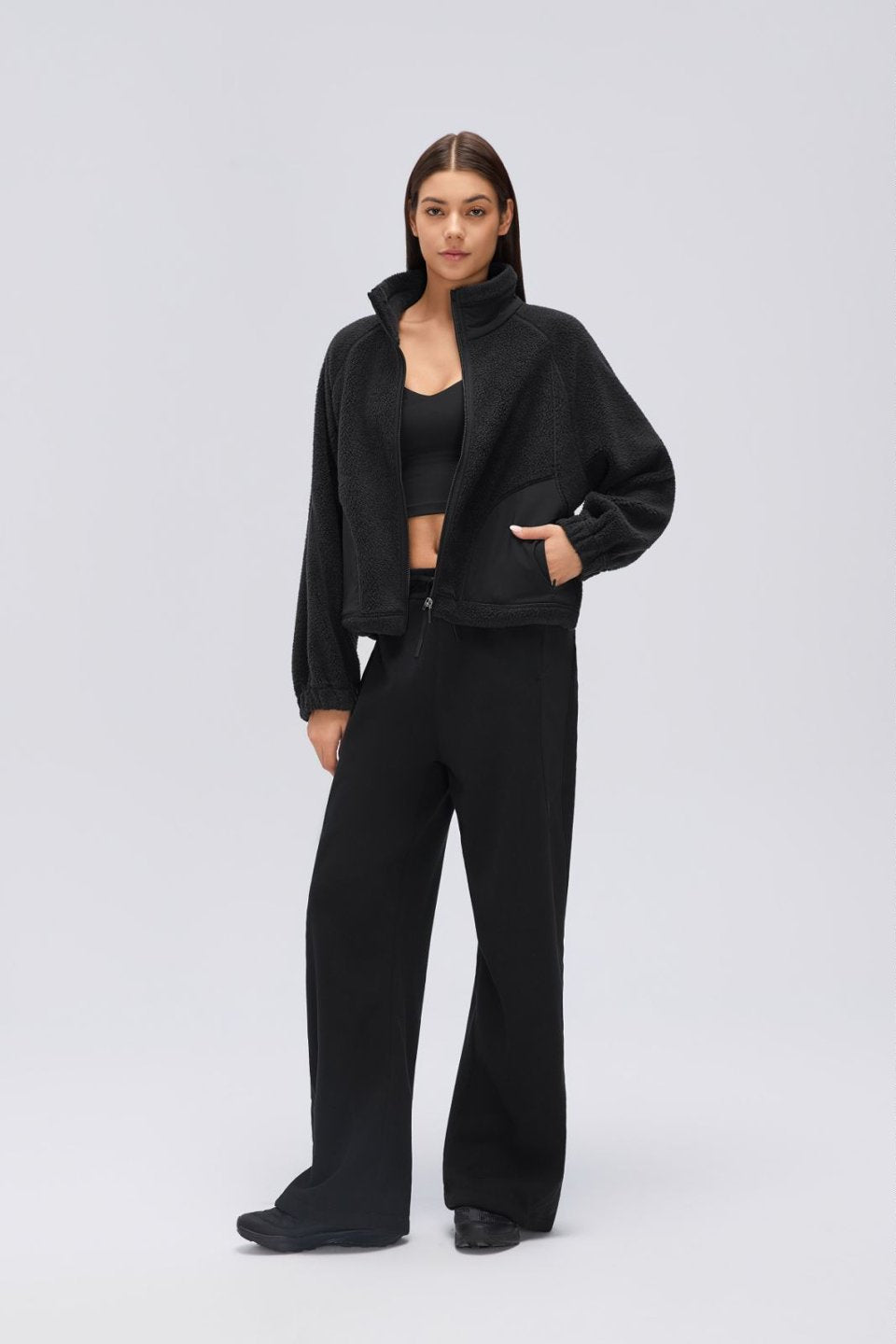 Women's Fleece-Lined Stand-Collar Thermal Jacket