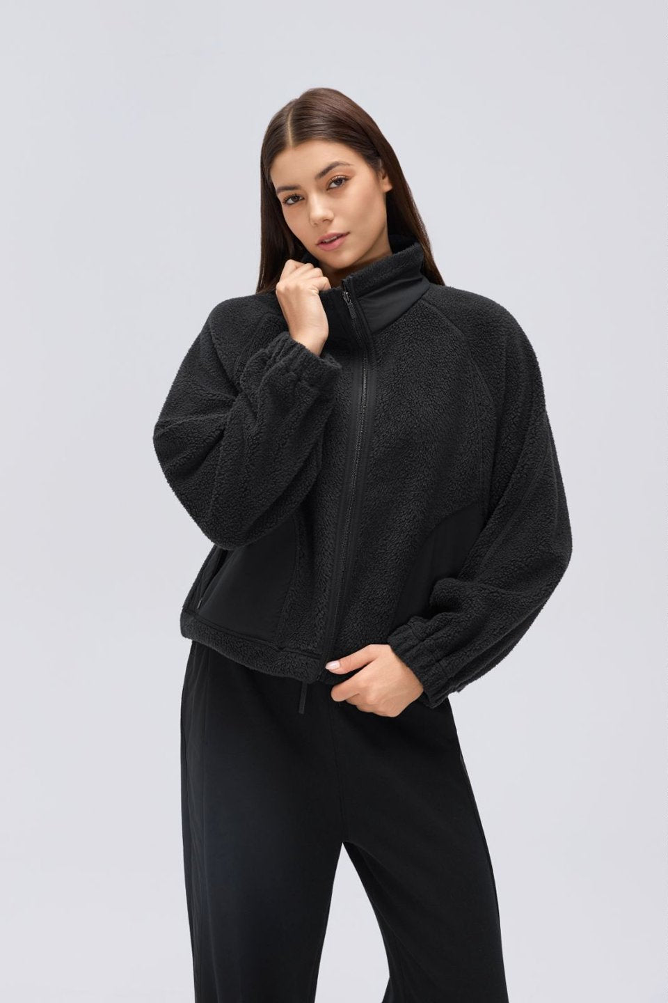 Women's Fleece-Lined Stand-Collar Thermal Jacket