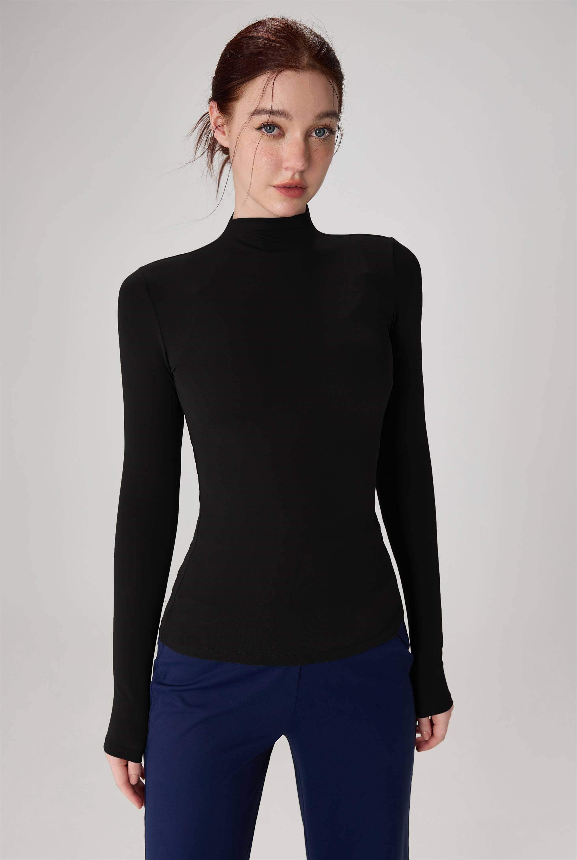 Fitted Stand-Collar Yoga Long Sleeve Top