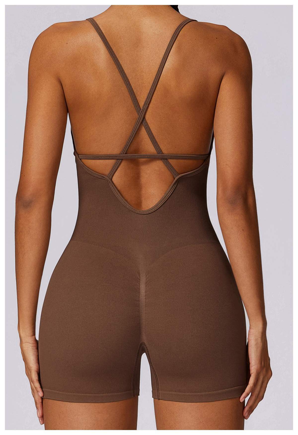 Nahtloser Rücken-Beauty-Yoga-Bodysuit