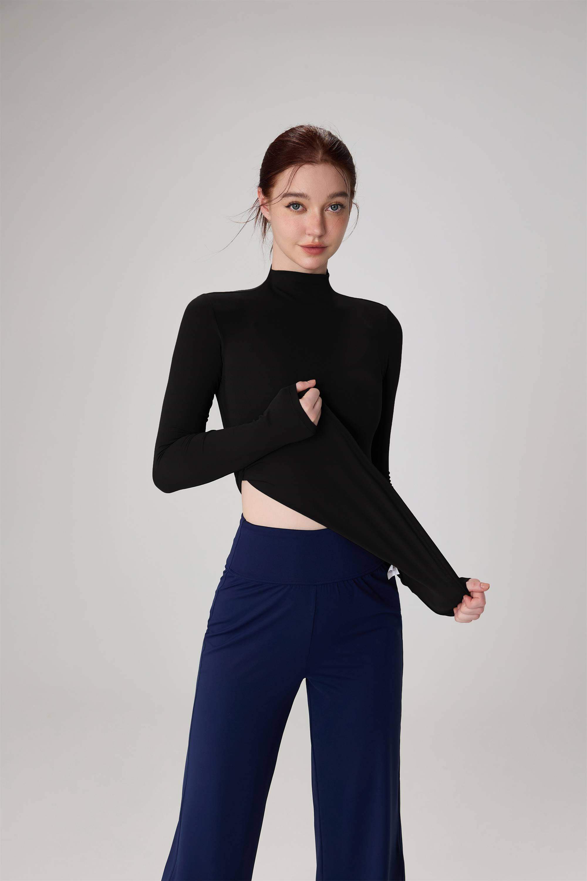 Fitted Stand-Collar Yoga Long Sleeve Top