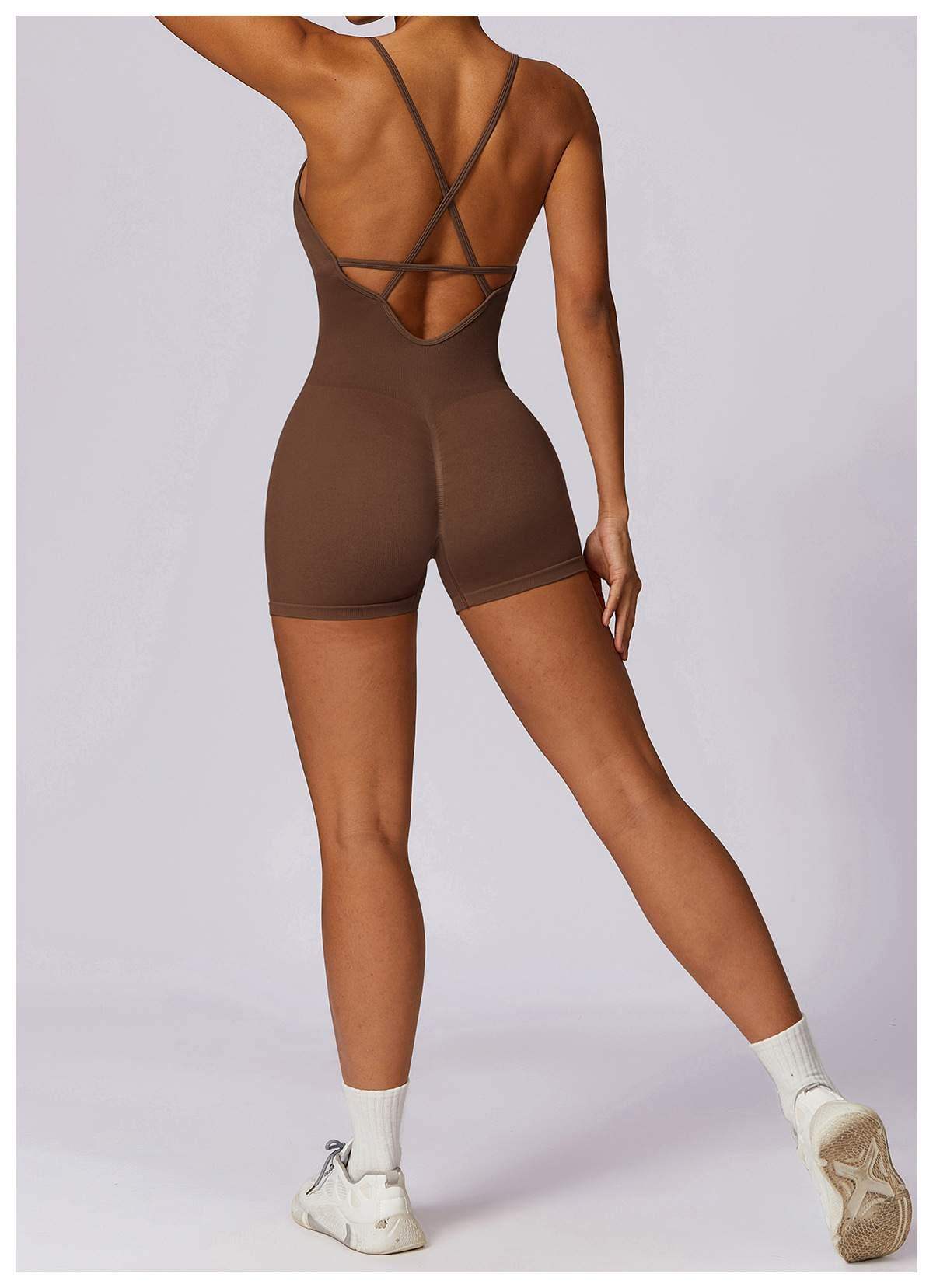 Nahtloser Rücken-Beauty-Yoga-Bodysuit