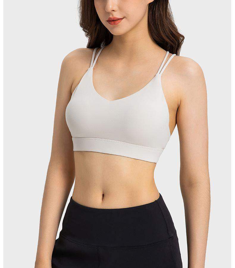 Double Shoulder Strap Cross Back Sports Bra