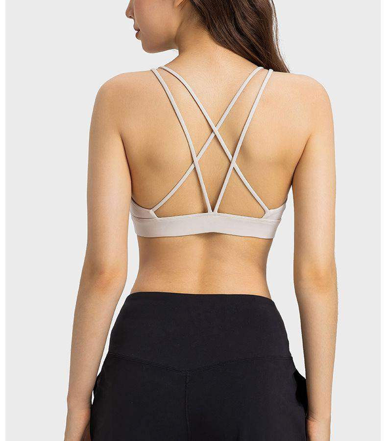 Double Shoulder Strap Cross Back Sports Bra