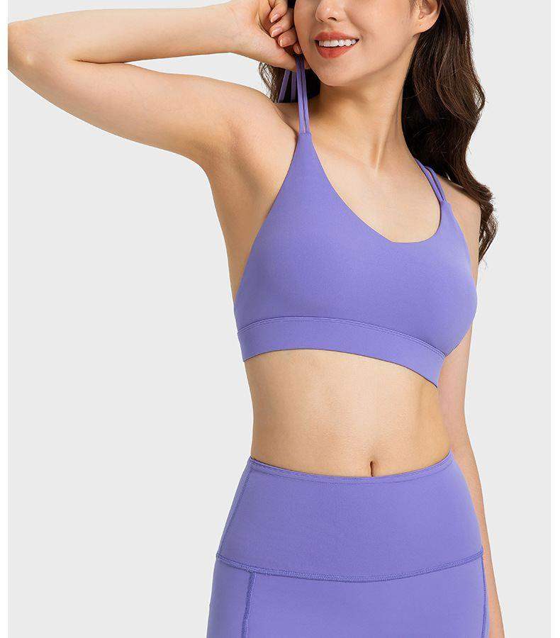 Double Shoulder Strap Cross Back Sports Bra