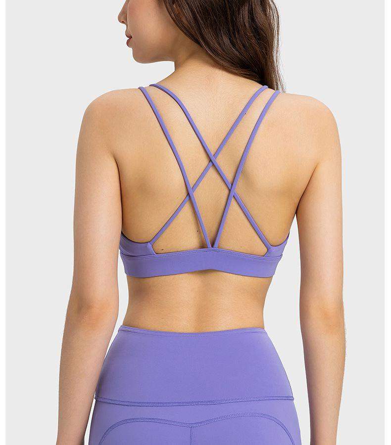 Double Shoulder Strap Cross Back Sports Bra