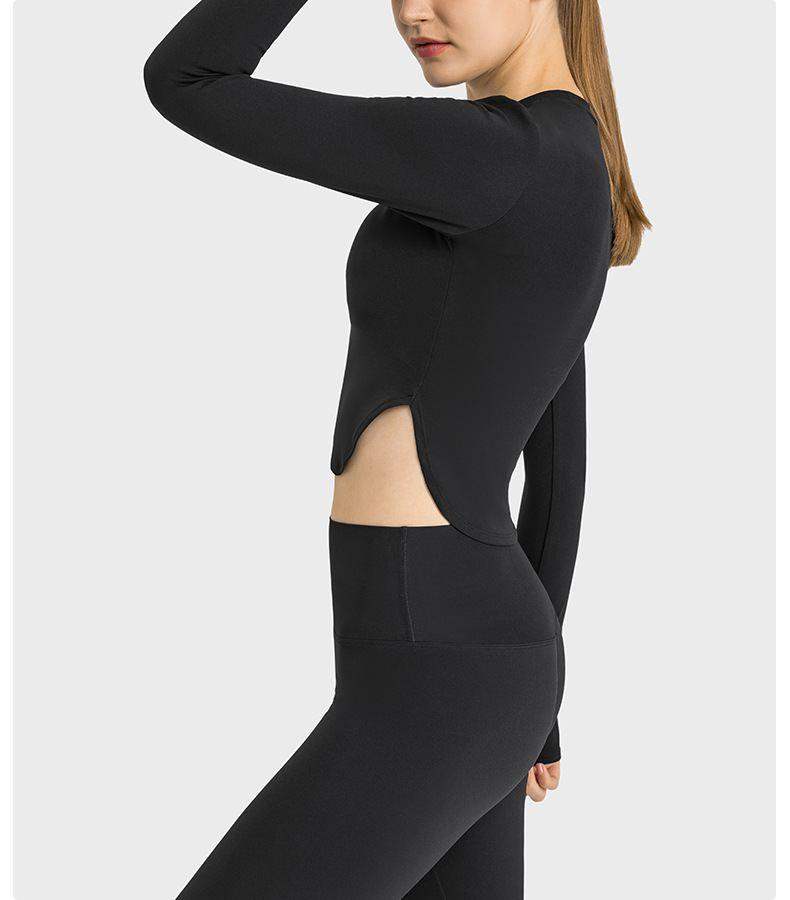 Fitness Long-Sleeved T-shirt With Side Seam Slits