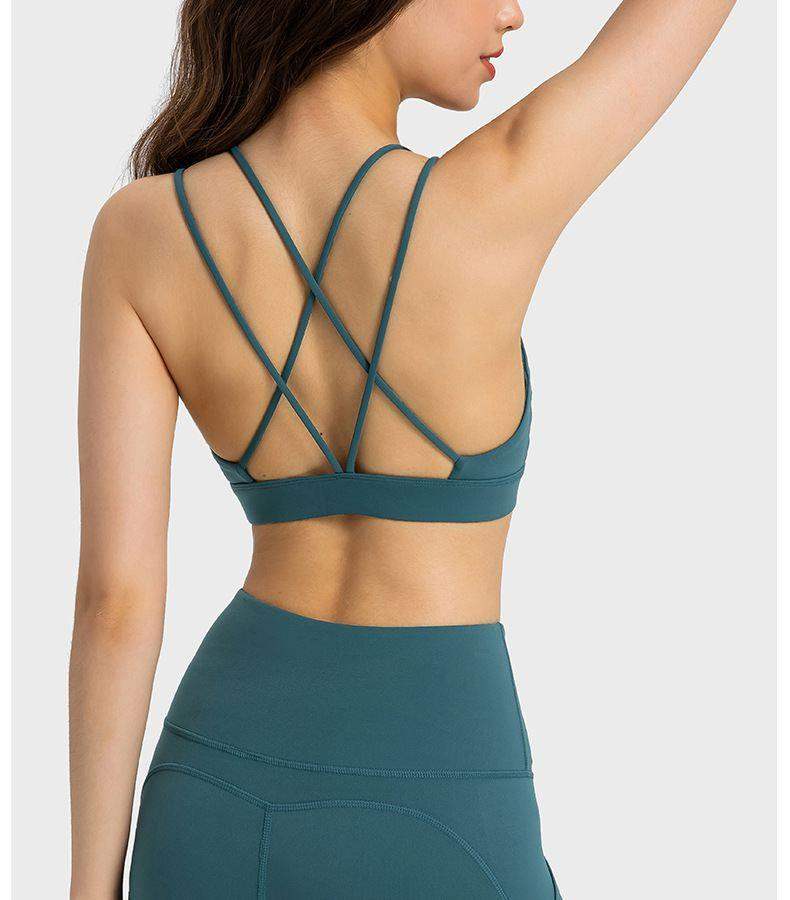 Double Shoulder Strap Cross Back Sports Bra