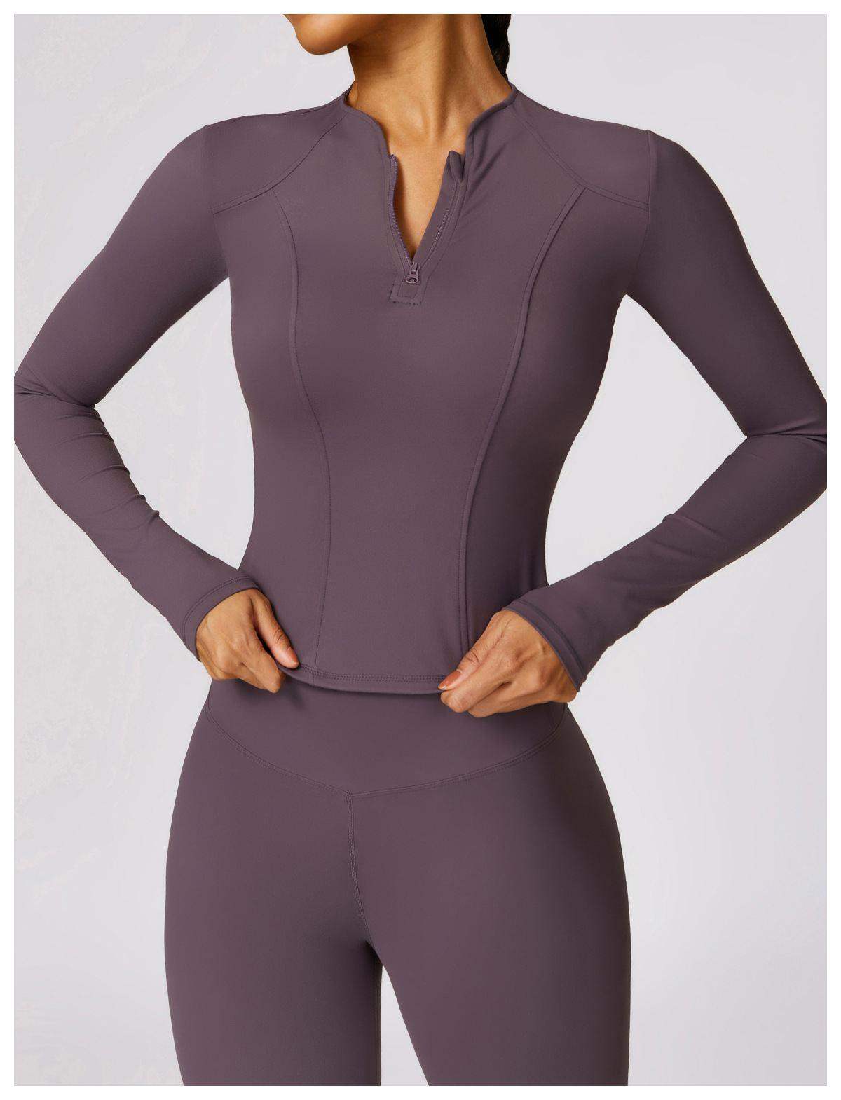 Women Half-Zip Long Sleeve Top