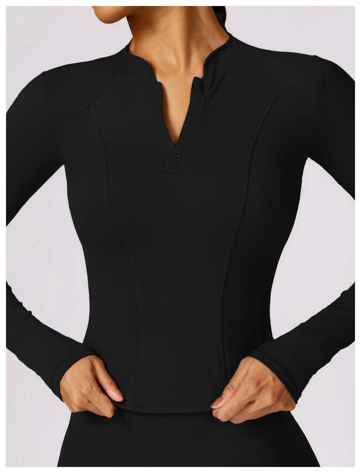 Women Half-Zip Long Sleeve Top