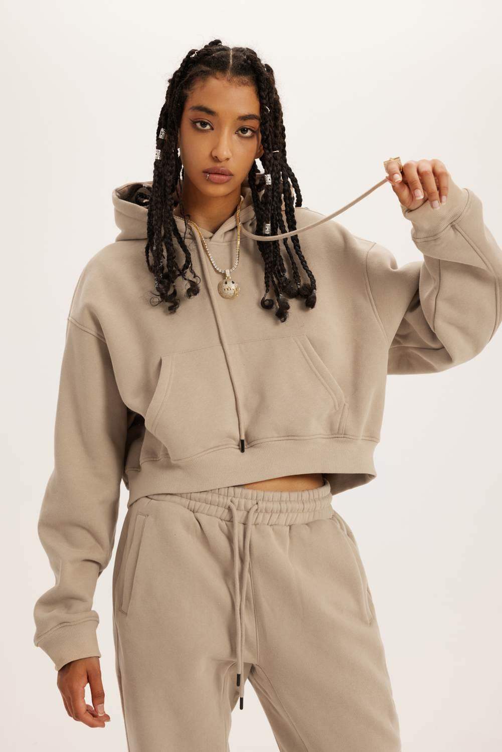 345g kurzer Kapuzenpullover