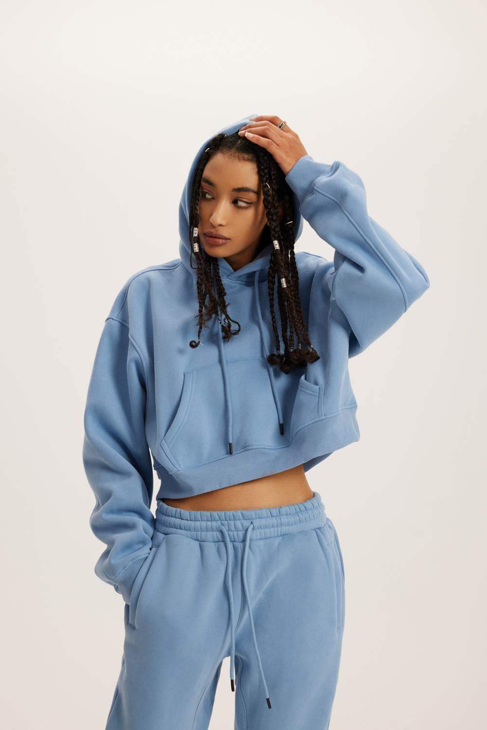 345g kurzer Kapuzenpullover